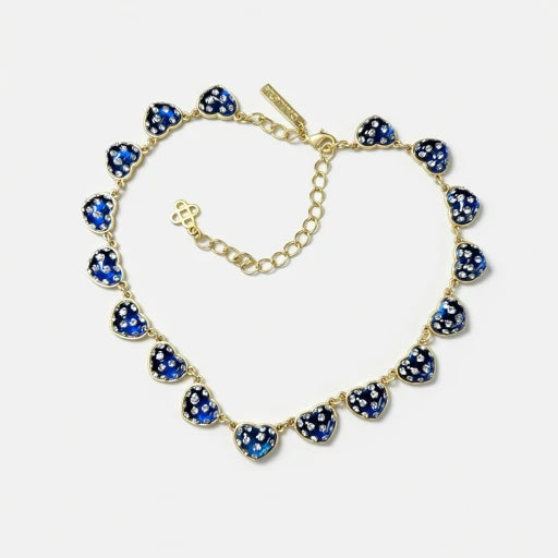 Oscar de la Renta Vintage Matte "Dreamy Heart" Rhinestone Necklace