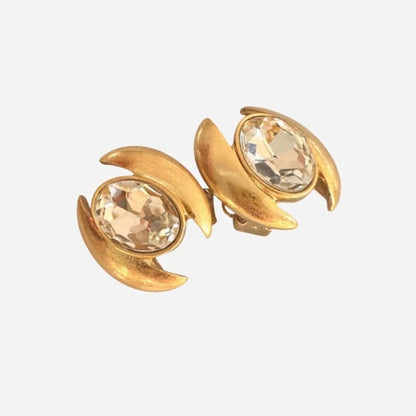 Oscar de la Renta Oval Sparkling Crystal Earrings