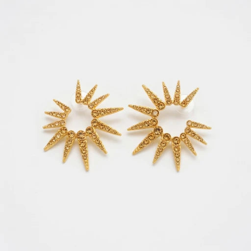 Oscar de la Renta Diamond Sunflower Starburst Earrings | Eco-Friendly Plating | 5.5cm