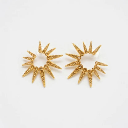 Oscar de la Renta Diamond Sunflower Starburst Earrings | Eco-Friendly Plating | 5.5cm