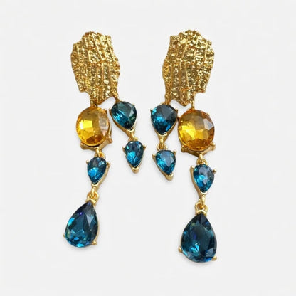 Oscar de la Renta Asymmetrical Teardrop Crystal Tassel Earrings (Studs & Clip-ons)