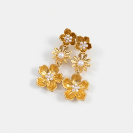 Oscar de la Renta Enamel Plum Blossom Drop Earrings