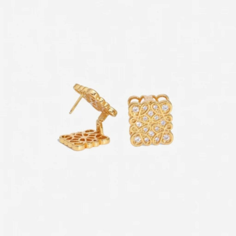 LOEWE Square Cutout Zirconia Double-sided Earrings