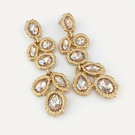 Oscar de la Renta Vintage Long Multicolored Crystal Earrings