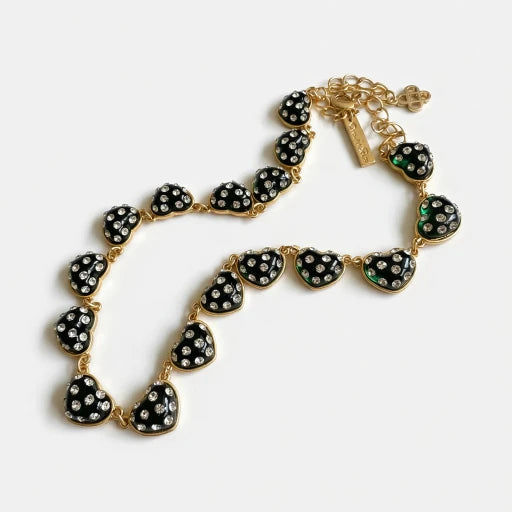 Oscar de la Renta Vintage Matte "Dreamy Heart" Rhinestone Necklace