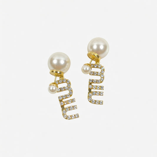 Miu Miu Pearl & Diamond Earrings | Gold & White Gold
