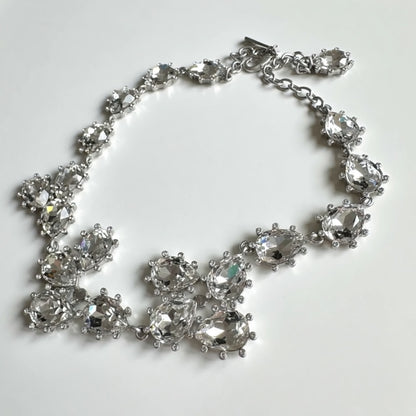 Oscar de la Renta Cactus Sparkling Teardrop Crystal Necklace | Gold Plated | 48+7cm