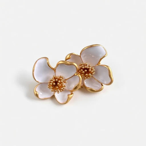 Oscar de la Renta Vintage Enamel Floral Stud Earrings for Women