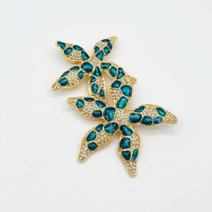 Oscar de la Renta Enamel Jelly-Spotted Starfish Flower Earrings | Gold Plated | 5cm