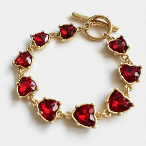 Oscar de la Renta Stylish Sparkling Crystal Heart Bracelet