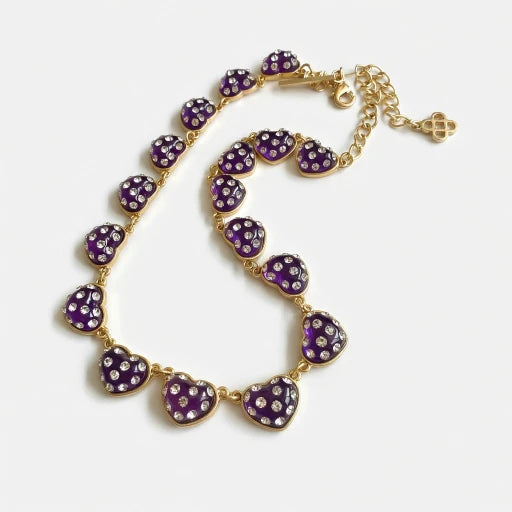 Oscar de la Renta Vintage Matte "Dreamy Heart" Rhinestone Necklace