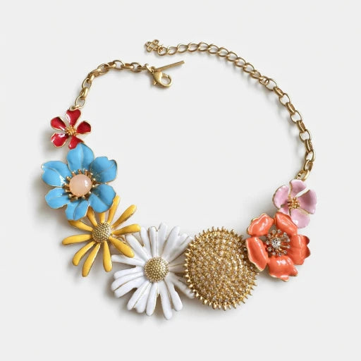 Oscar de la Renta Vintage Enamel Large Daisy Flower Necklace