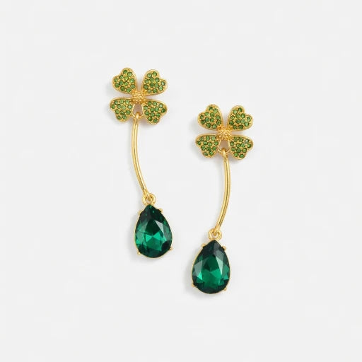 Oscar de la Renta Four-Leaf Clover Teardrop Crystal Drop Earrings
