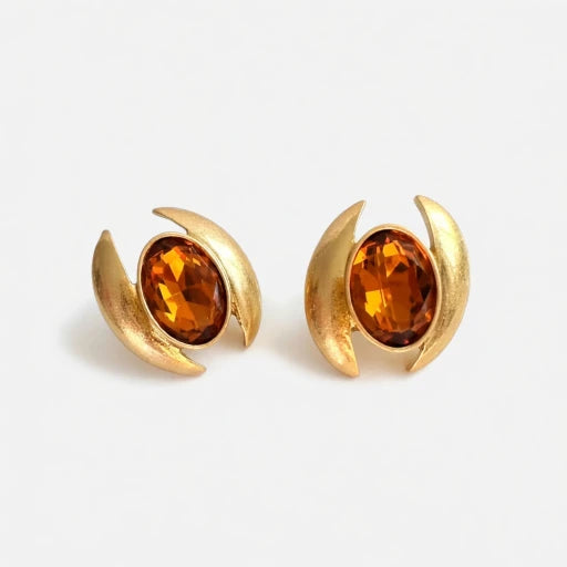 Oscar de la Renta Oval Sparkling Crystal Earrings