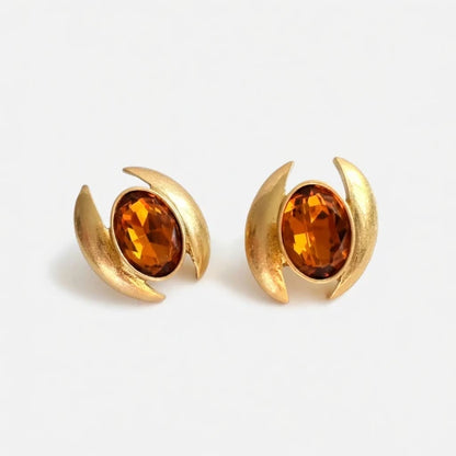 Oscar de la Renta Oval Sparkling Crystal Earrings