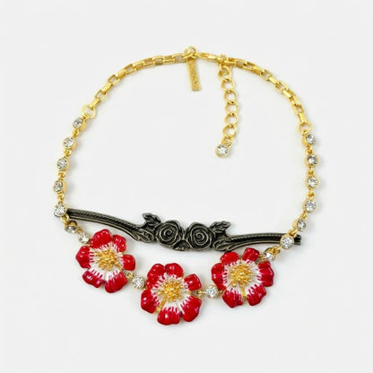 Oscar de la Renta Enamel Cherry Blossom Pendant Necklace