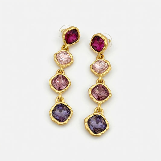 Oscar de la Renta Full-Crystal Glass Square Drop Earrings