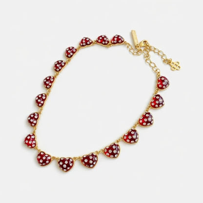 Oscar de la Renta Vintage Matte "Dreamy Heart" Rhinestone Necklace