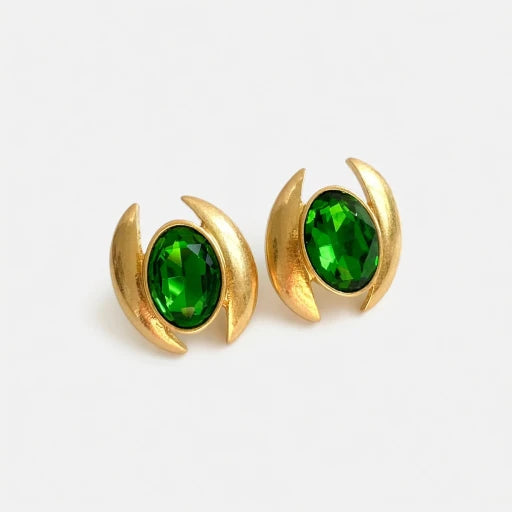 Oscar de la Renta Oval Sparkling Crystal Earrings