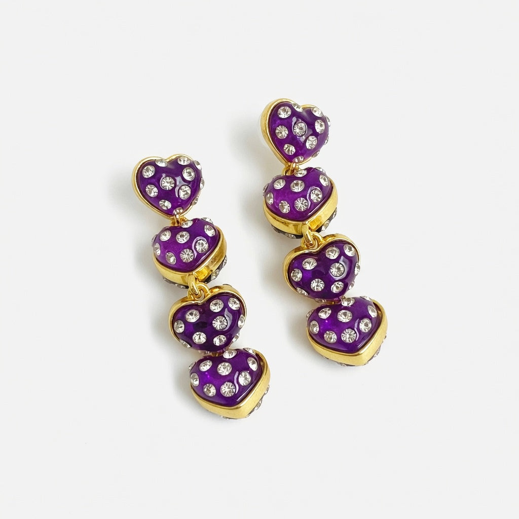 Oscar de la Renta Sweet Vintage Matte Heart Drop Earrings
