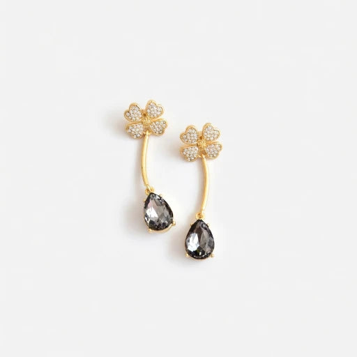 Oscar de la Renta Four-Leaf Clover Teardrop Crystal Drop Earrings