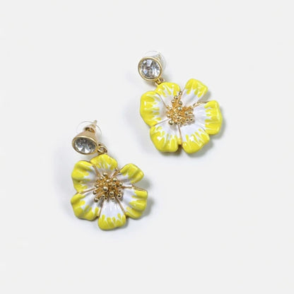 Oscar de la Renta Vintage Enamel Cherry Blossom Earrings