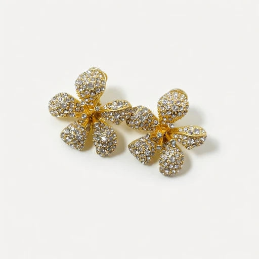 Oscar de la Renta Diamond Five-Petal Flower Earrings