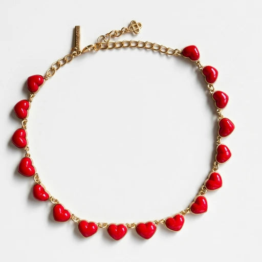 Oscar de la Renta Smooth 3D Heart-Shaped Necklace | Gold Plated | 40+10cm