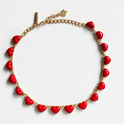 Oscar de la Renta Smooth 3D Heart-Shaped Necklace | Gold Plated | 40+10cm