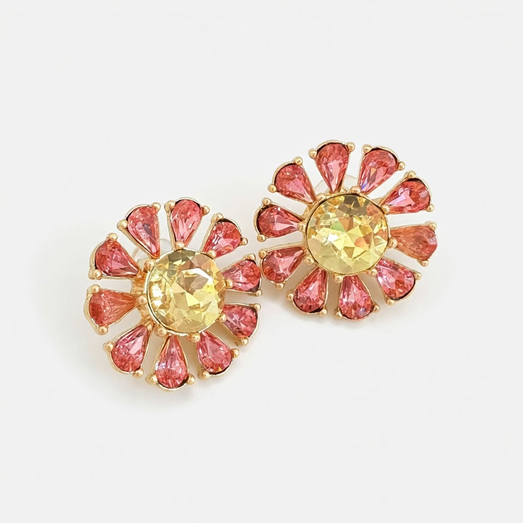 Oscar de la Renta Sunburst Flower Stud Earrings