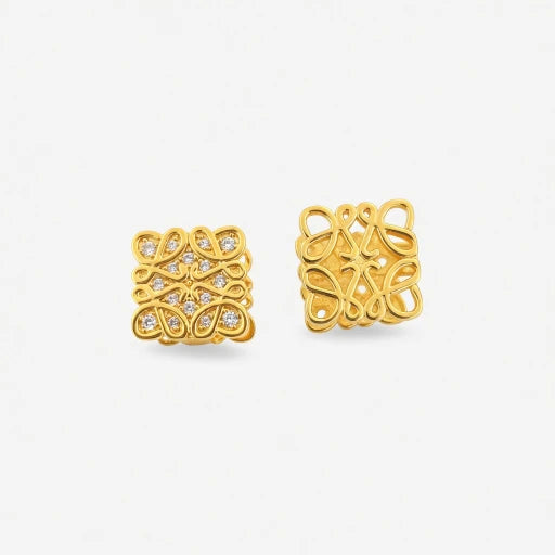 LOEWE Square Cutout Zirconia Double-sided Earrings