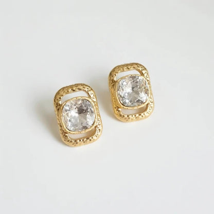 Oscar de la Renta Square Crystal Stud Earrings
