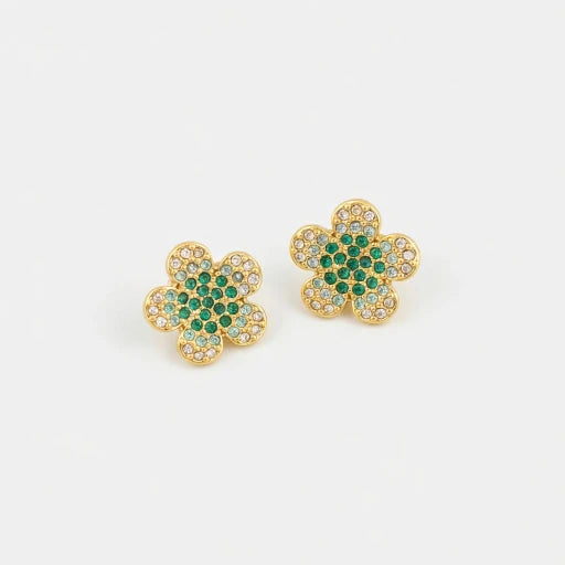 Oscar de la Renta Diamond Colorful Floral Earrings