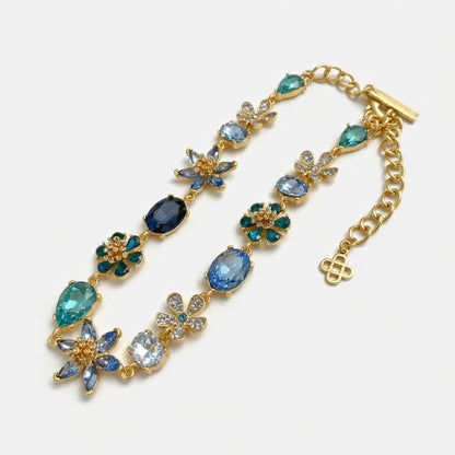 Oscar de la Renta Premium Floral Colorful Zircon Necklace Ideal Banquets Weddings