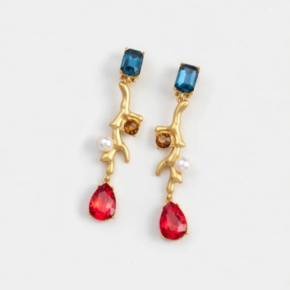 Oscar de la Renta Coral Branch Pearl Clip-On Earrings