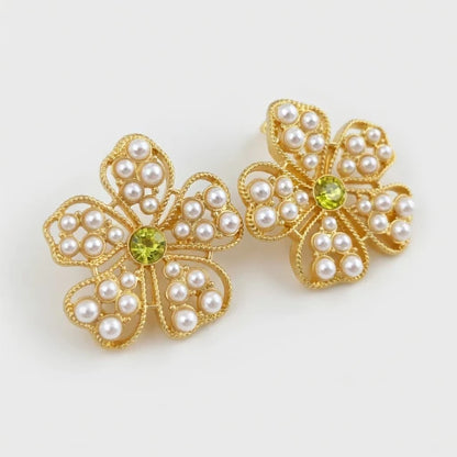 Oscar de la Renta Women's Full-Pavé Openwork Floral Stud Earrings