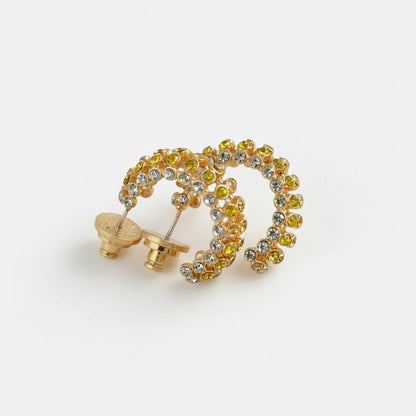Oscar de la Renta Cubic Zirconia C-Hoop Earrings - Gold Plated
