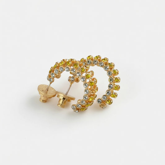 Oscar de la Renta Cubic Zirconia C-Hoop Earrings - Gold Plated