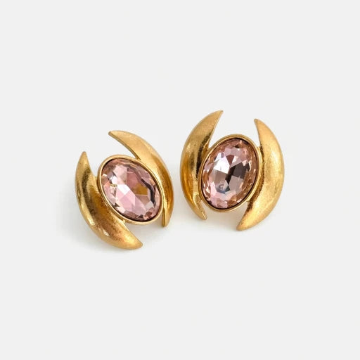 Oscar de la Renta Oval Sparkling Crystal Earrings