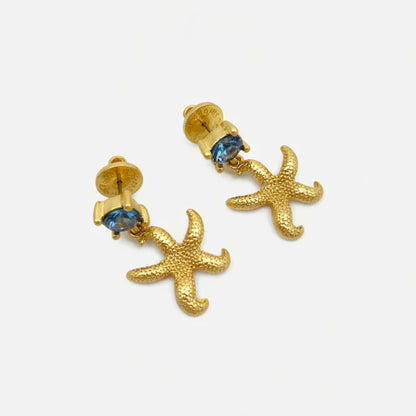 Oscar de la Renta Vintage Gold Starfish Stud Earrings