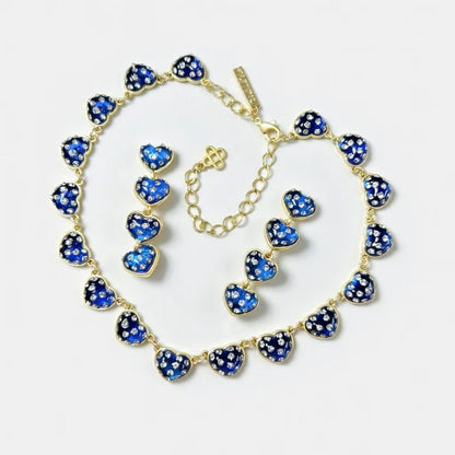 Oscar de la Renta Vintage Matte "Dreamy Heart" Rhinestone Necklace