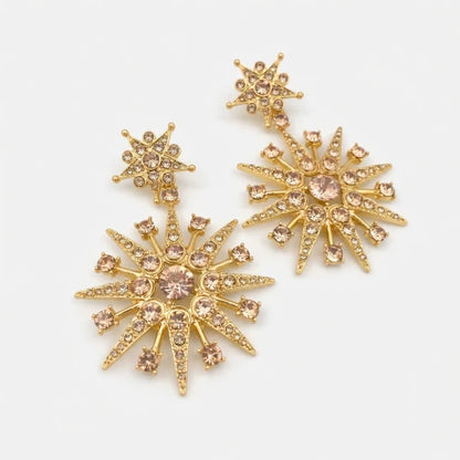 Oscar de la Renta Vintage Full-Crystal Eight-Pointed Star Stud Earrings