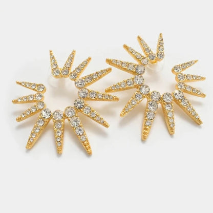 Oscar de la Renta Diamond Sunflower Starburst Earrings | Eco-Friendly Plating | 5.5cm