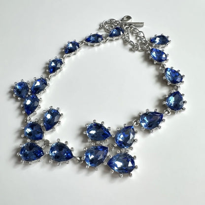 Oscar de la Renta Cactus Sparkling Teardrop Crystal Necklace | Gold Plated | 48+7cm