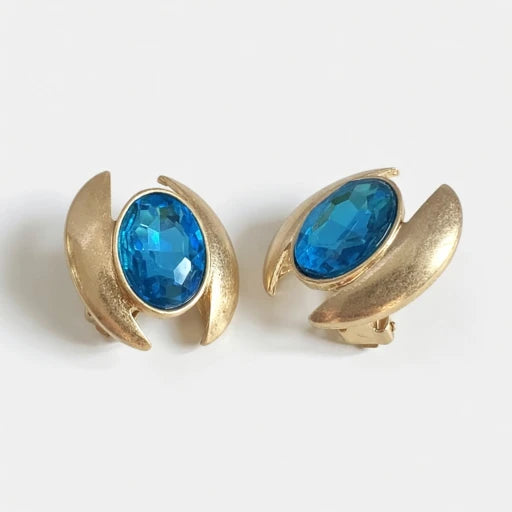 Oscar de la Renta Oval Sparkling Crystal Earrings