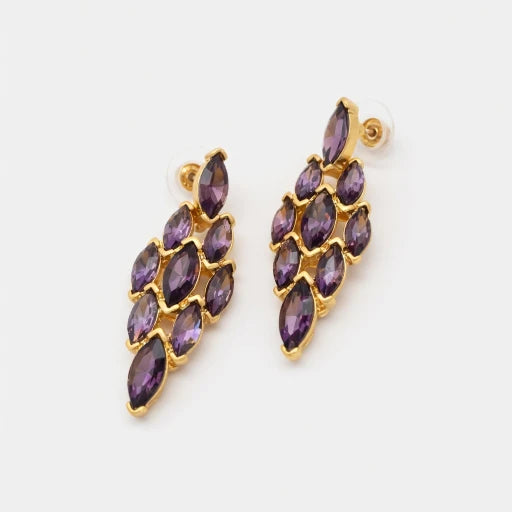Oscar de la Renta Sparkling Rhinestone Diamond Shaped Earrings