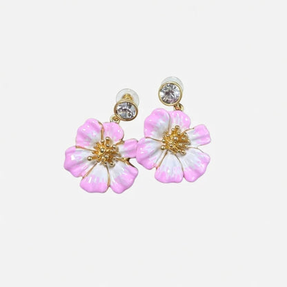 Oscar de la Renta Vintage Enamel Cherry Blossom Earrings