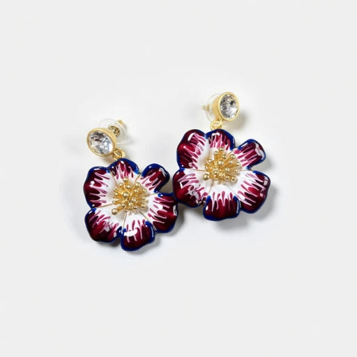 Oscar de la Renta Vintage Enamel Cherry Blossom Earrings