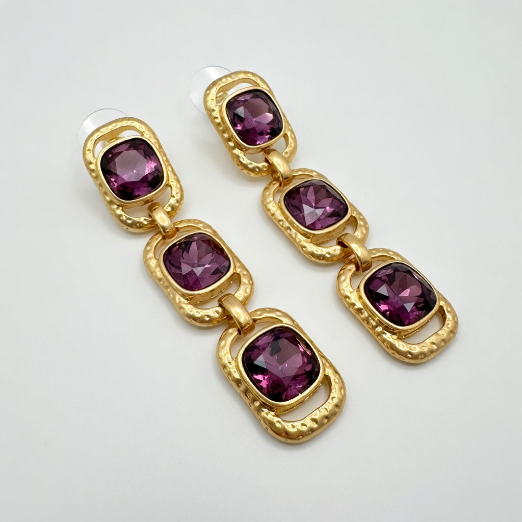 Oscar de la Renta Sparkling Colored Crystal Long Drop Clip-On Earrings