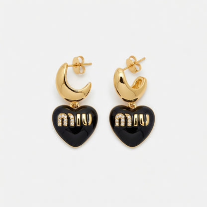 Miu Miu Heart Enamel Sweet Earrings | Gold & Silver